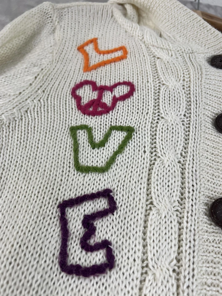 Disney Parks Sweater Womens Medium Hooded Cardigan Alpaca Blend Mickey Love - Image 2 of 4