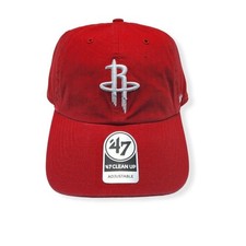 New 47 Brand Clean Up Houston Rockets Logo Strapback Hat Red NBA Basketball