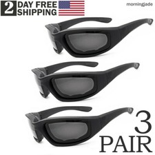 1/3 Pairs Padded Foam Safety Wind Resistant Sunglasses Motorcycle Riding Glasses