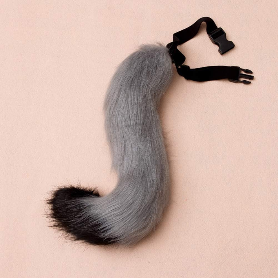 Faux Fur Tail for /Teen Furry Wolf Dog Fox Puppy Costume Halloween