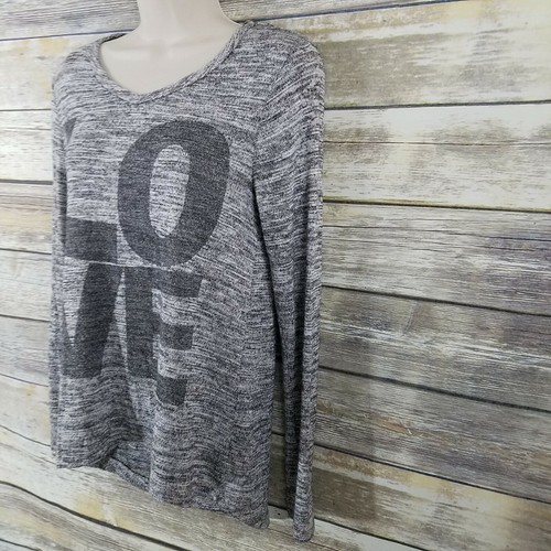 DYLAN Size XS Sweater Gray Metallic Knit LOVE Statement Lightweight - Picture 3 of 6