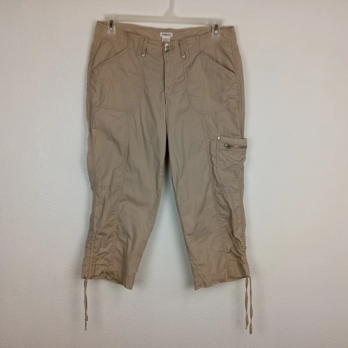 Westport Dressbarn Cargo Capri Pants Womens Size 8 Beige Mid Rise Cotton  Blend