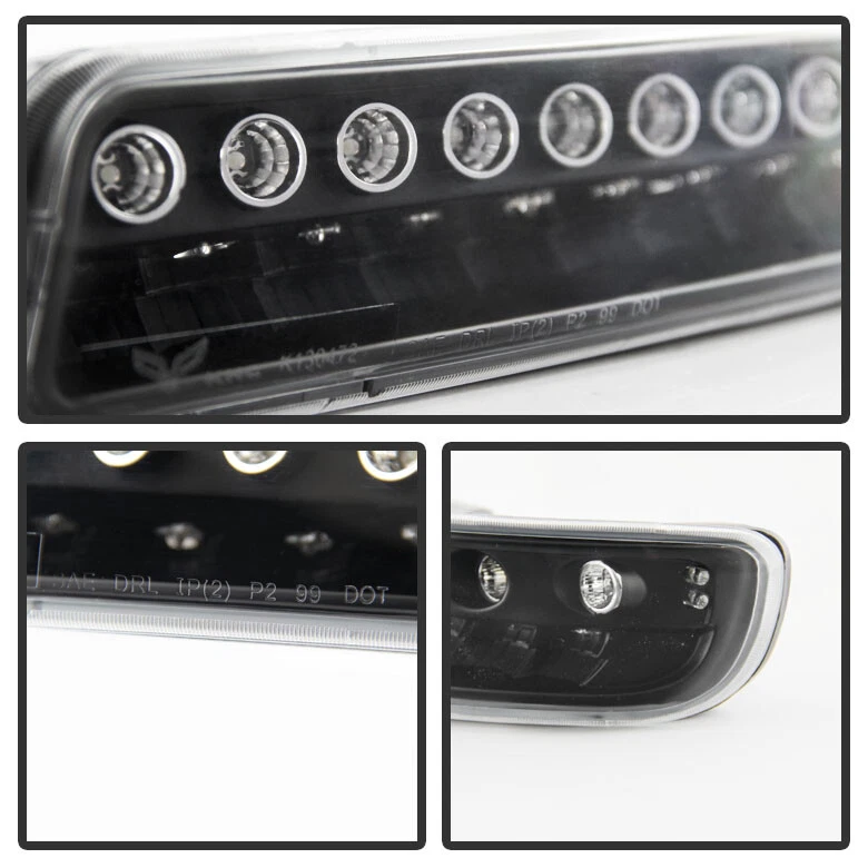 Luces LED de señal de estacionamiento para parachoques izquierda+derecha GMC Sierra Yukon 1999-2006 negras Foto 3 de 4