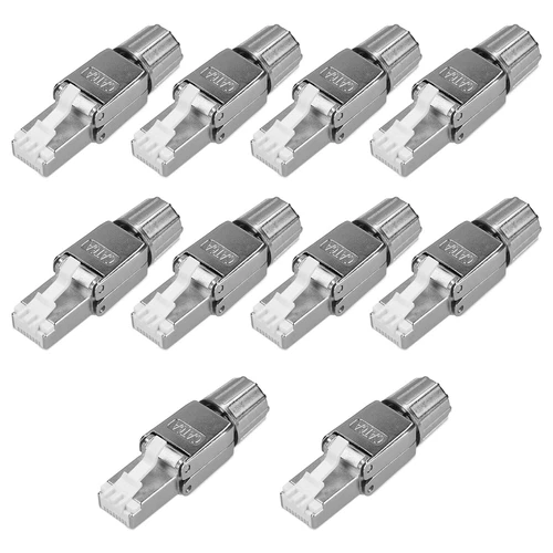 10x Spina cavo di rete Connettore per RJ45 CAT 6A in metallo Plug Schermato