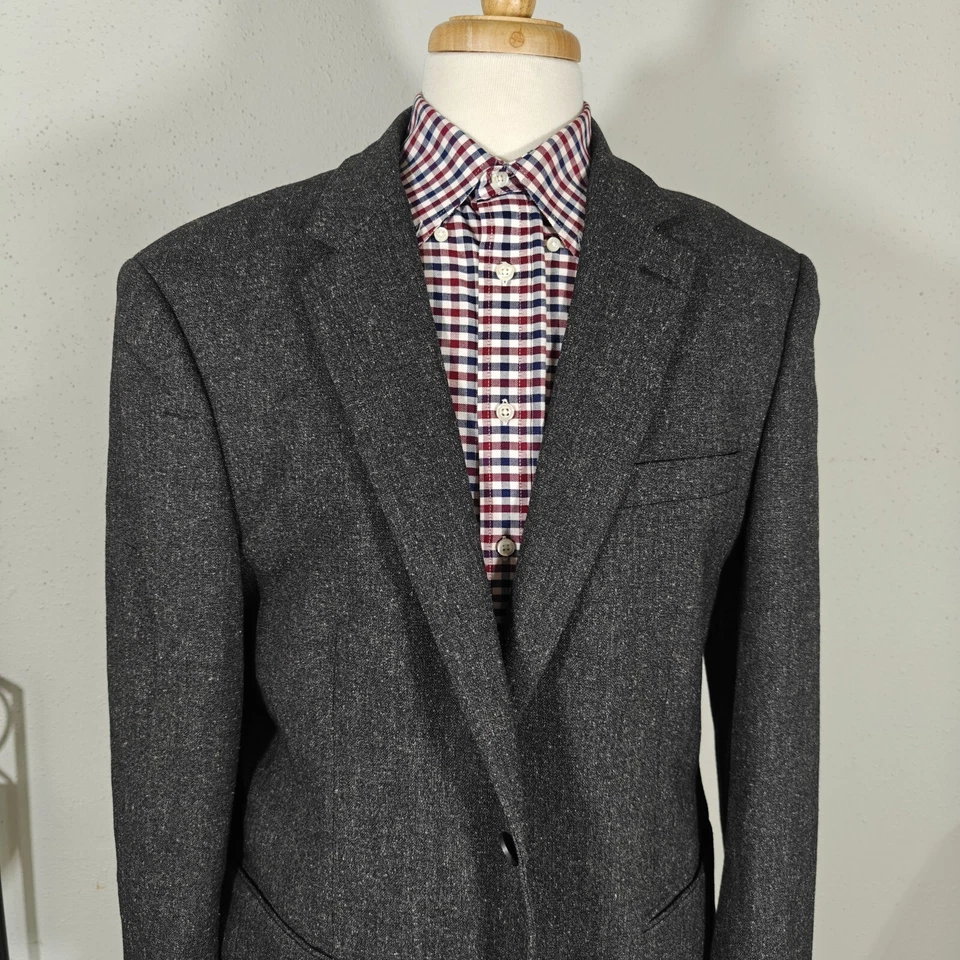 Abrigo Blazer Deportivo Andrew Fezza OARY Para Hombre Gris Franela Mezcla Poliéster 44R Foto 2 de 4