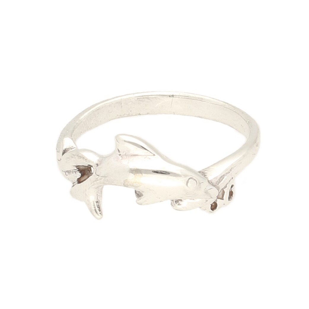 Sterling Silver Dolphin Ring (Size P) 9mm Widest