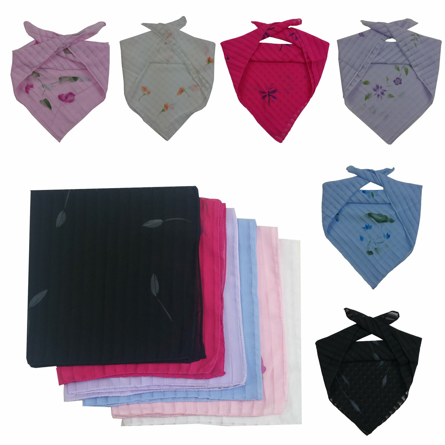 6 Square Scarf Face Mask Head Wear Neckerchief For Women Girls