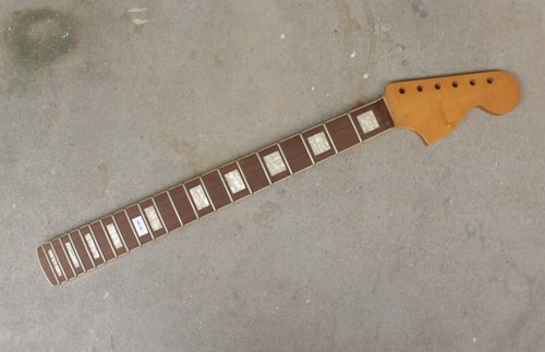 Aged Rosewood Guitar Bound Block Inlay Neck For ST and JM - Picture 3 of 11