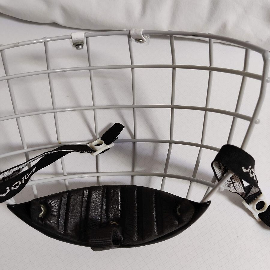 Vintage JOFA Hockey white face cage Mask 386 JR straps + hinges mount