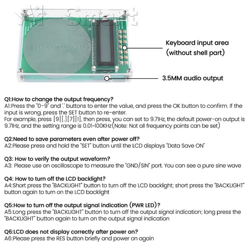 Schumann Wave Generator Pulse Sine Frequency 0.1HZ~30KHZ / 100KHZ /7.83Hz + Case - Picture 7 of 54