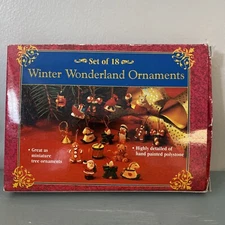Winter Wonderland Mini Hand Painted Polystone Christmas Ornaments 18 in set NEW