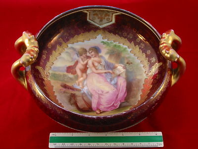 ROYAL VIENNA Gold Gilt Center Bowl Austria Beehive Mark Classical Scene