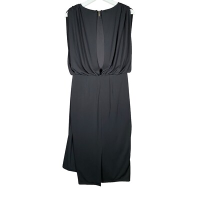 Donna Karan Dress M Draped Gathered Wrap Travel Jersey Stretch Evening  Cruise | eBay