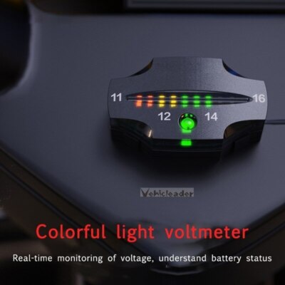 12V Motorcycle LED Digital Voltmeter Voltage Meter Battery Gauge Volt Detector