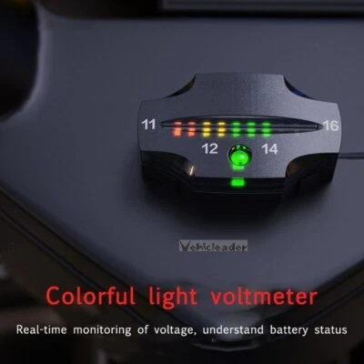 12V Motorcycle LED Digital Voltmeter Voltage Meter Battery Gauge Volt Detector