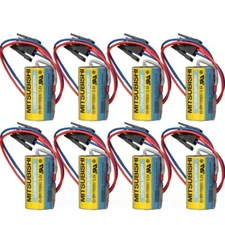 8pcs ER17330V/3.6V 1700mAh A6BAT Mitsubishi PLC Lithium Battery Size 2/3A+Plug
