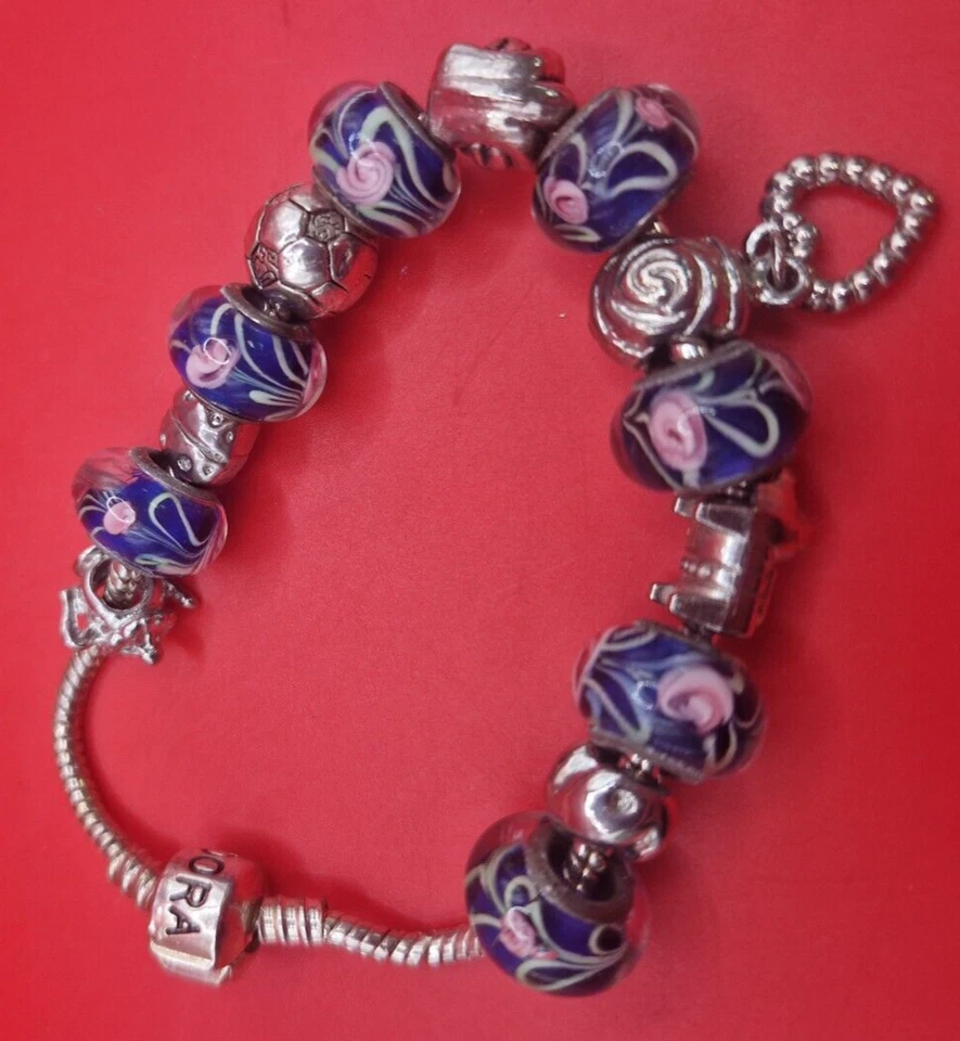 Pandora Silver bracelt with 14 Charms - Image 3 of 4