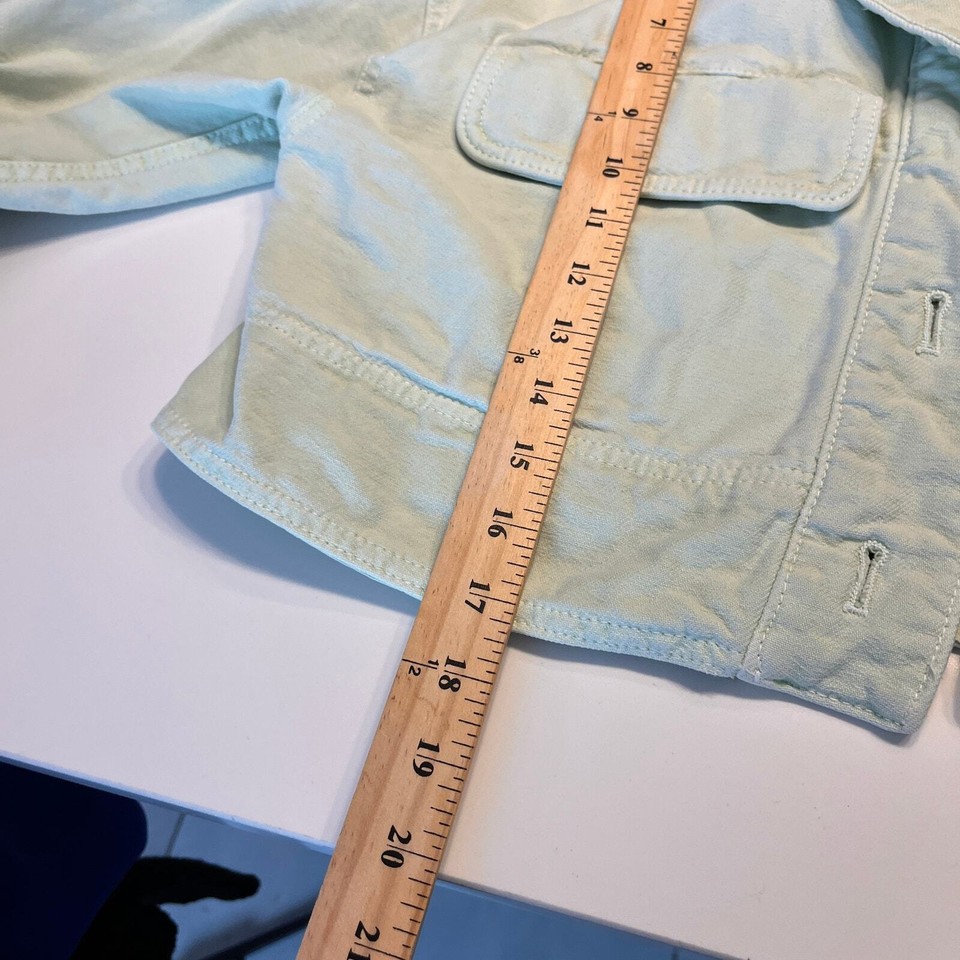 Zara Light Green Button Front Cropped Denim Jacket Size Small eBay