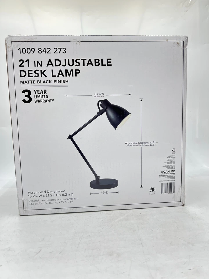 HAMPTON BAY RS2204161BK Black Architect Desk Lamp 24in Foto 3 de 4
