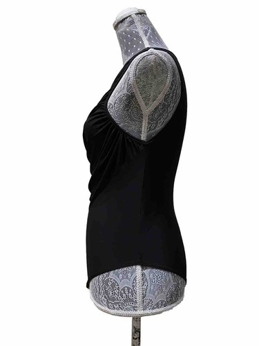 NWT Nasty Gal Black Bodysuit One Shoulder Ruched Shirt Top Snap Black Sz 8 - Picture 7 of 14
