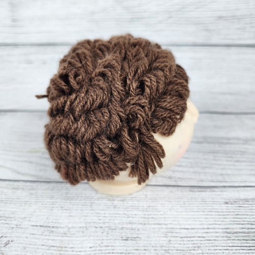 Cabeza de muñeca de colección 1984 CABBAGE PATCH MN Thomas piezas original marrón hilo rizado pelo - Imagen 4 de 8