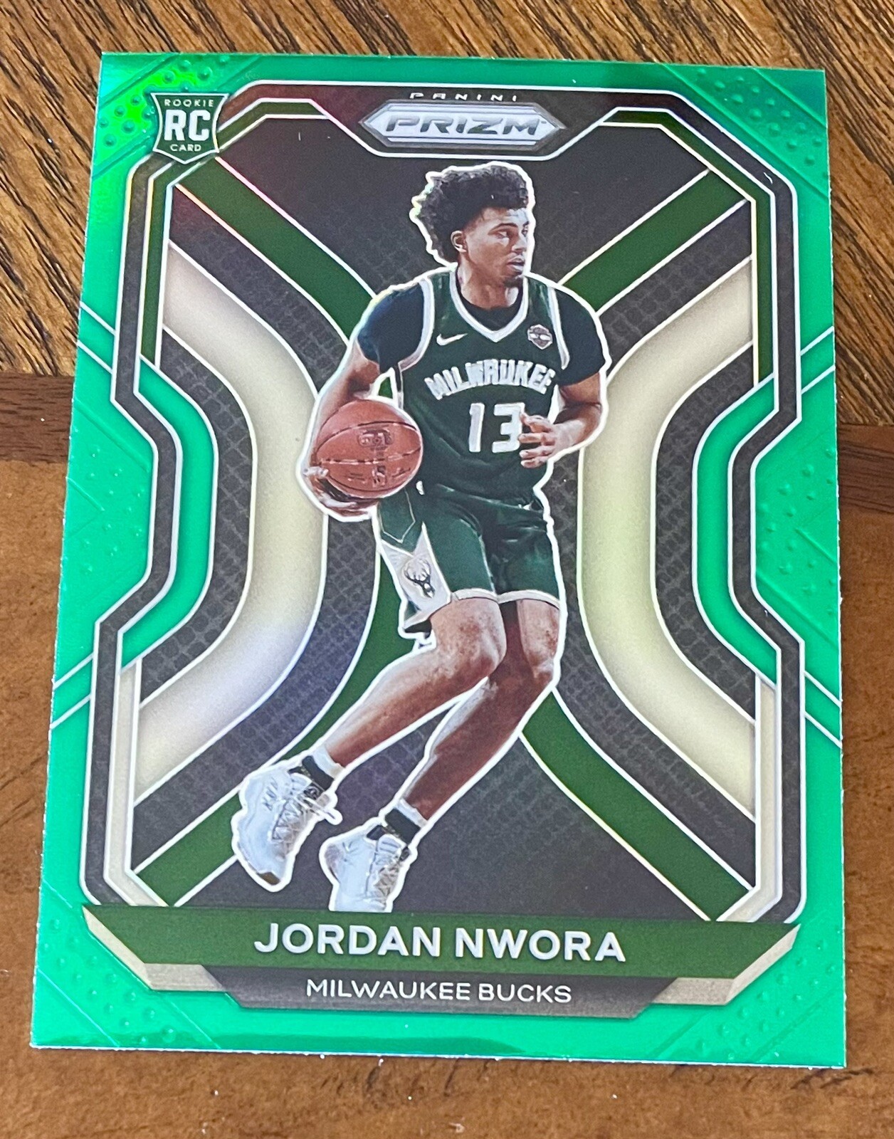 2020-21 PANINI PRIZM JORDAN NWORA #273 Green Prizm Rookie RC Milwaukee Bucks