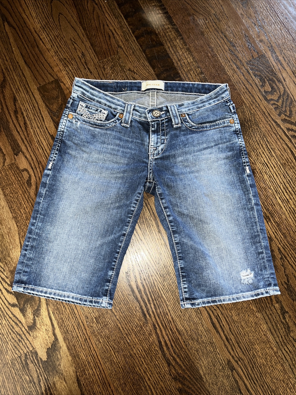 Big Star Womens Denim Shorts Mid Rise Blue Size 28 (actual 30x11) - View 5