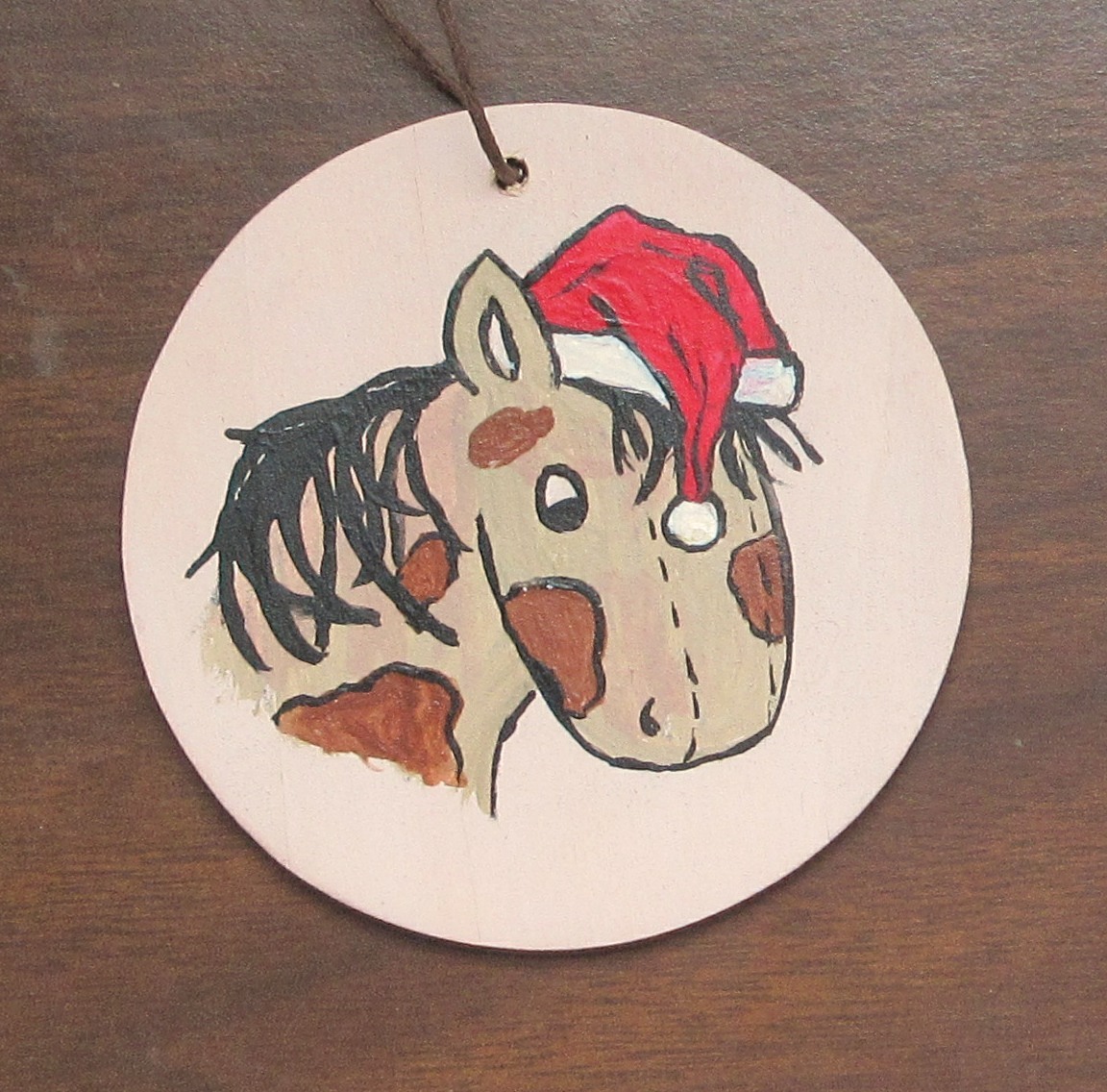 Ornamenti dipinti a mano gruppo di 4 pupazzi di straccio pony con cappelli di Babbo Natale