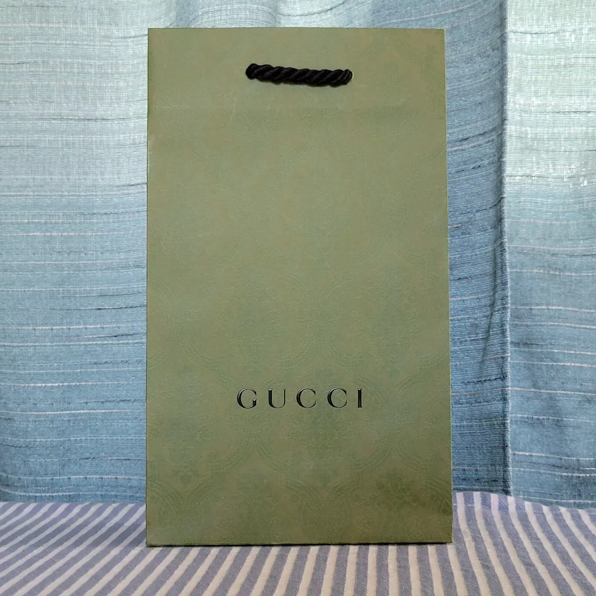 Gucci Set of 2 Green Equilibrium Tall Slim Sized Shopping Bag New
