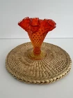 Vintage Fenton Amberina Hobnail Ruffle Top Small Vase