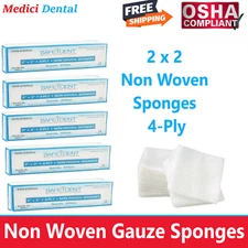 1000 Pack - 2x2, 4-Ply, Non Woven Gauze Sponges Non-Sterile Cotton Dental