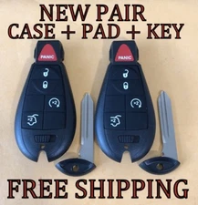 X2 REPLACEMENT JEEP GRAND CHEROKEE REMOTE KEY FOB CASE SHELL & PAD FOR 68066849