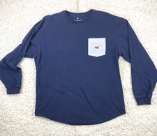 Southern Marsh Pocket T-Shirt Mens Size M Blue Long Sleeve Embroidered