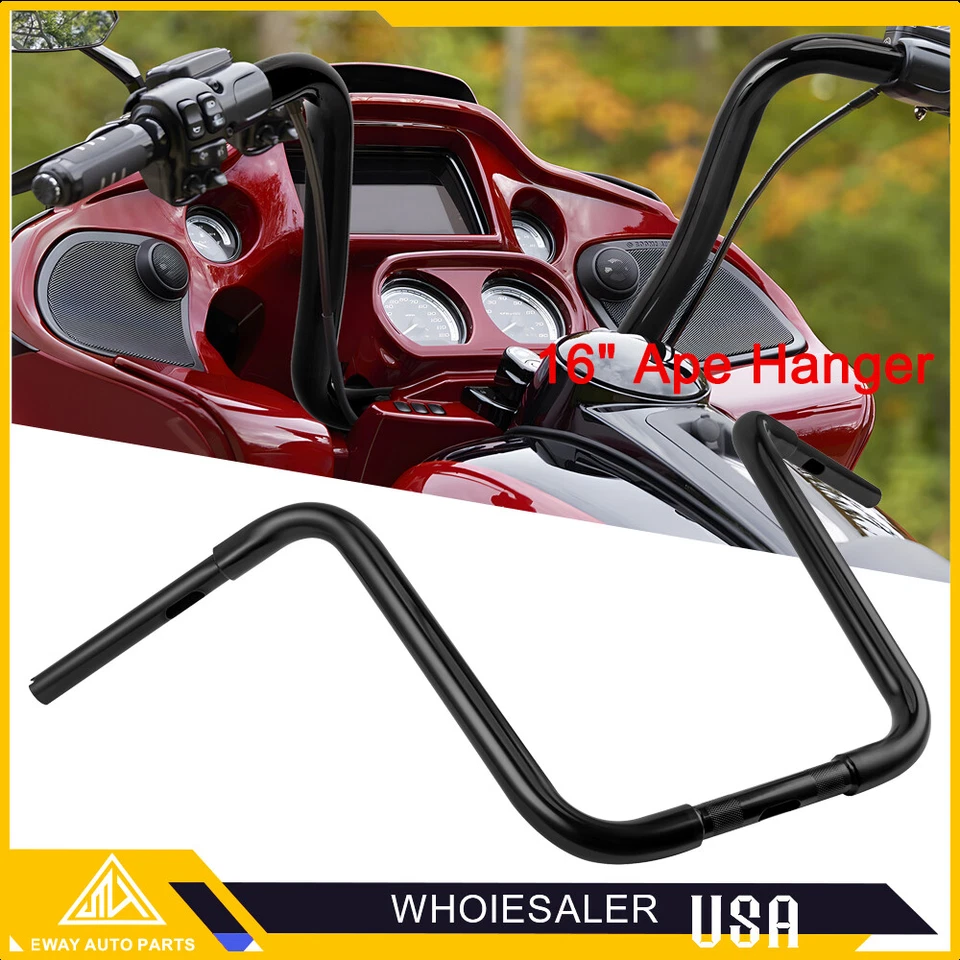 Manillar de barra de suspensión Rise 16" Ape para Harley Touring Dyna Road King Road Glide Foto 2 de 4