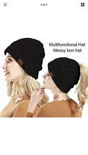 Rosoz Pair Ponytail Beanie for Women Winter Warm Beanie Tail Soft Stretch Lot 2