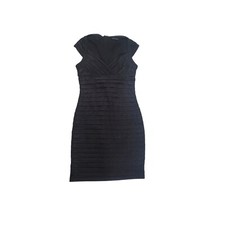 Events Collection Black Sleeveless Bodycon Dress V-Neck Design Back Zip Medium