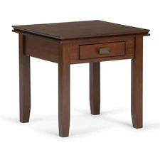 Artisan SOLID WOOD 21 inch Wide Square Transitional End Side Table in Russet ...