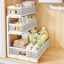 Under Sink Organizer, 1-Pack 3-Tier Thickened Metal Pull out Cabinet Organizer