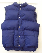LL Bean Vintage 80s Navy Blue Goose Down Puffer Vest~Snap Close~Women’s Medium