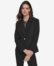 KARL LAGERFELD PARIS Notched-Lapel Single-Button Blazer Black Size 0 MSRP 169