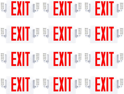 Sunco 12 Pack Exit Signs with Emergency Lights, Two Adjustable LED Lights with B