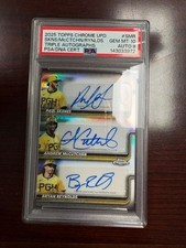 2025 Topps Chrome Update PIRATES  Triple Auto /25  PSA 10 AU 9