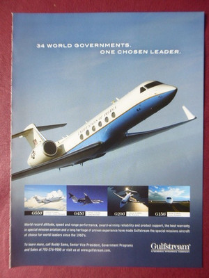 3/2008 PUB GULFSTREAM SPECIAL MISSION AIRCRAFT G550 G450 G200 G150 ORIGINAL AD