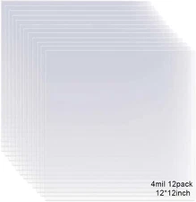12 Pack 4 Mil Clear Mylar Stencil Sheets, 12" x x 12", 4mil 12 