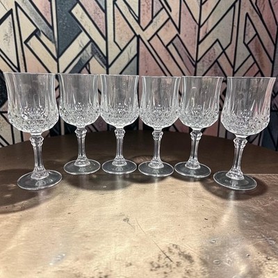 Cristal D'Arques Longchamp Water Goblets, Set of 6, Vintage Wine Glasses