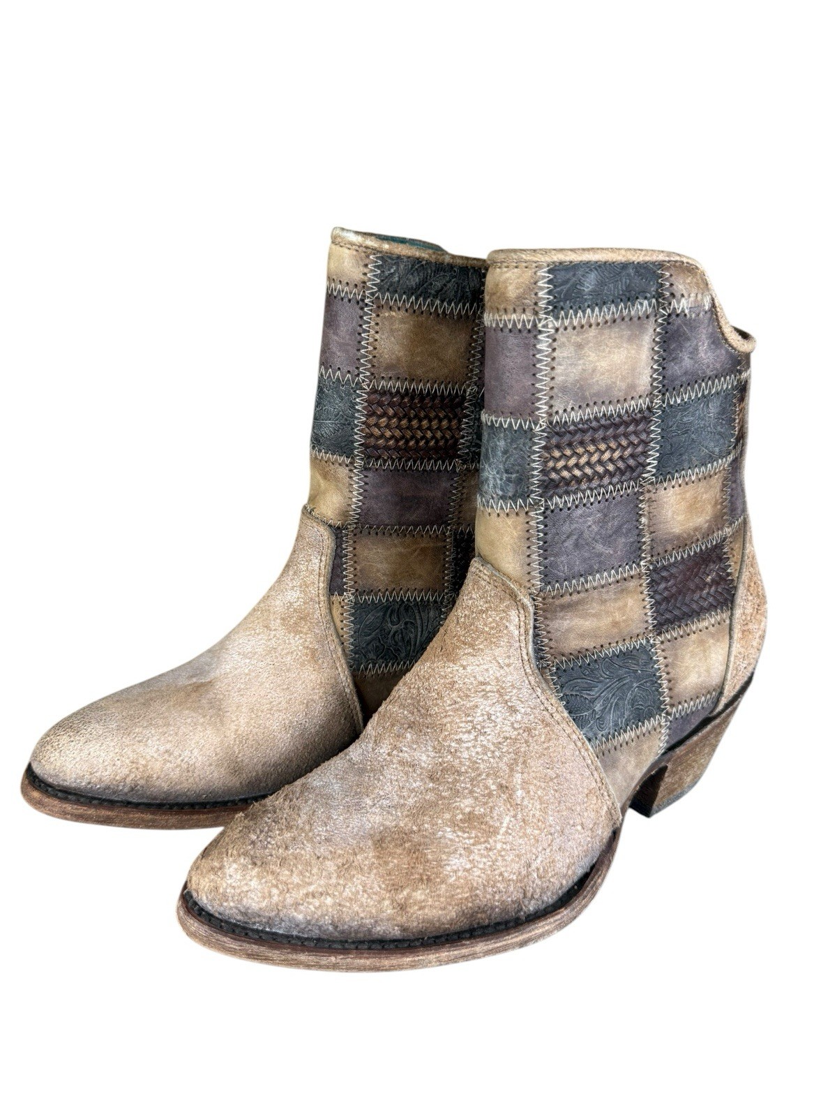 Corral Leather Patchwork Western Cowboy Booties S… - image 3