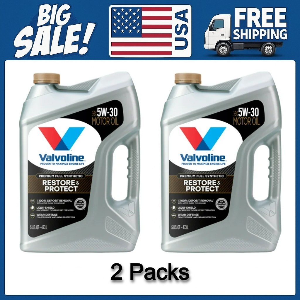 2 Packs Valvoline Restore & Protect Full Synthetic 5W-30 Motor Oil 5 QT