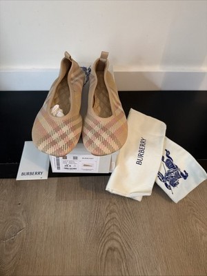 Burberry Baby Check Knit Ballerina Flats Size 39.5