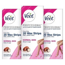 Veet Full Body Waxing Strips Kit - Normal Skin  20 Strips Pack of 3  