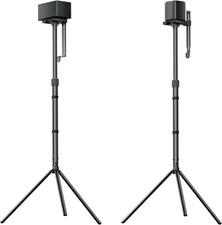 2-Pack Universal Height-Adjustable Speaker Stands, Black Floor Speaker Stand wit